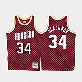 Rockets 34 Hakeem Olajuwon Red Checkerboard Hardwood Classics Jersey,baseball caps,new era cap wholesale,wholesale hats